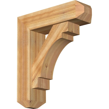 Ekena Millwork Merced Craftsman Rough Sawn Bracket w/ Offset Brace, Western Red Cedar, 8"W x 28"D x 32"H BKT0806X28X32MRC04RWR